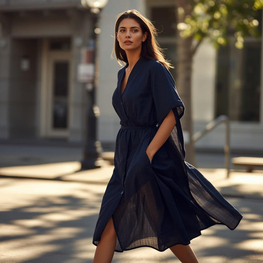 How a Navy Linen Dress Makes Every Day Feel Polished