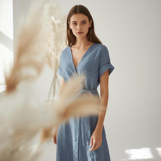 The Blue Linen Dress Trend Replacing Fast Fashion
