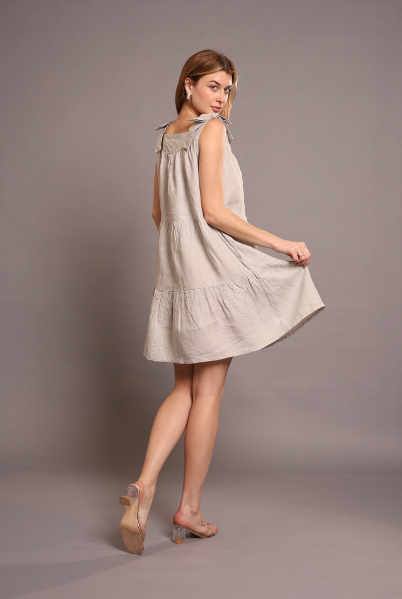 Linen One Piece Knee Length Dress