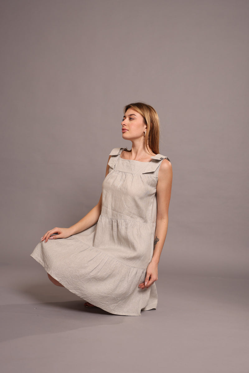 Linen One Piece Knee Length Dress